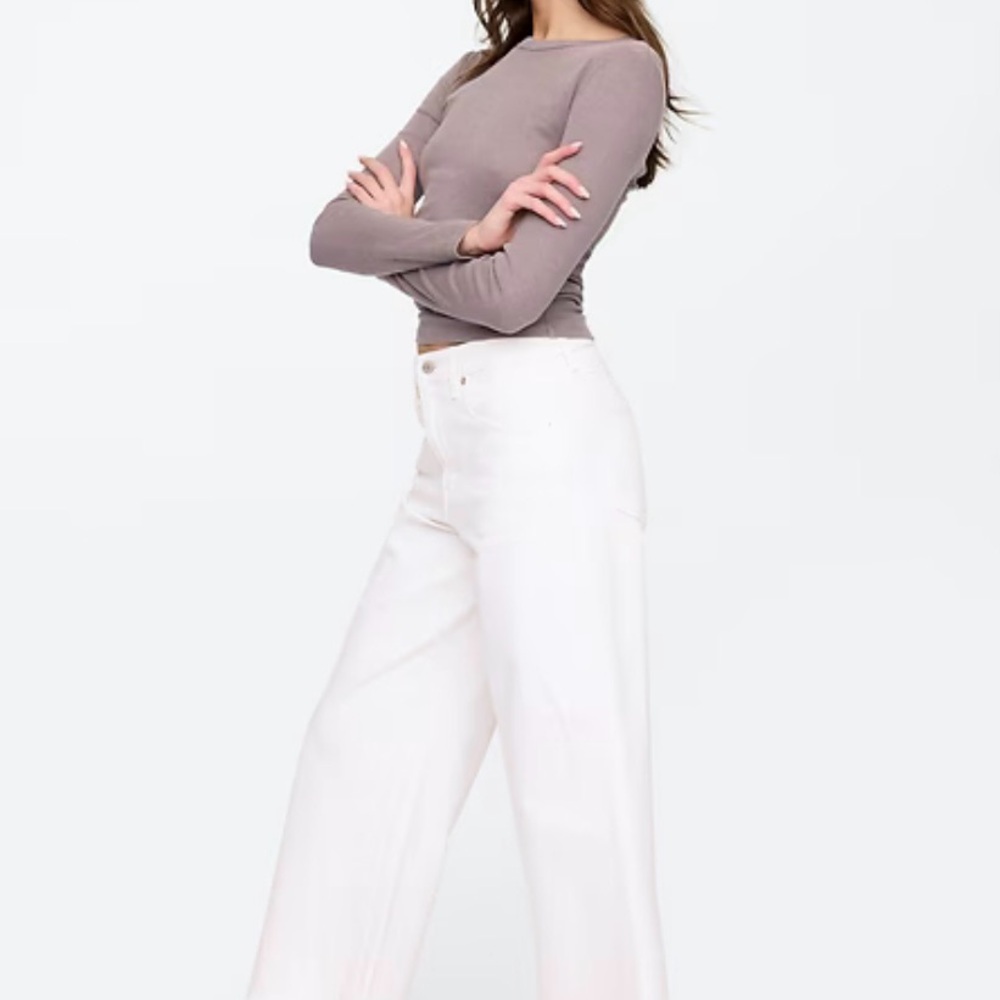 Levi's White Crop Artist Wide Leg Jeans Raw Hem